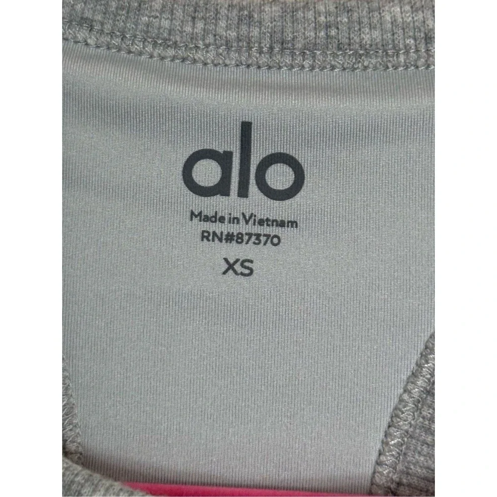 ALO Yoga Light Grey Ribbed Aspire Full Length Tank Top Racerback Tank size XS